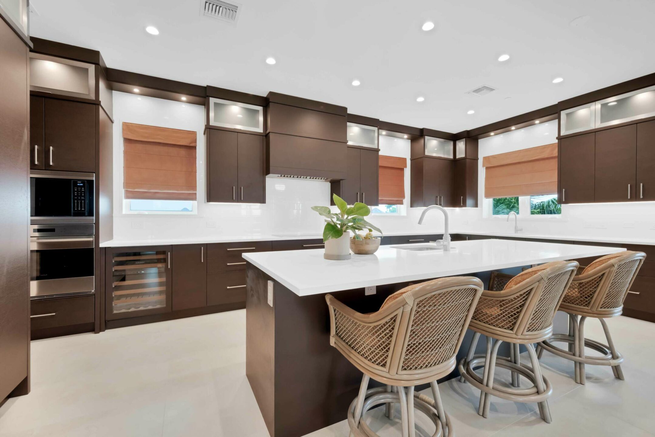 The kitchen has Sub-Zero refridgerators and a Wolf wall oven. Around the corner is the butler's pantry