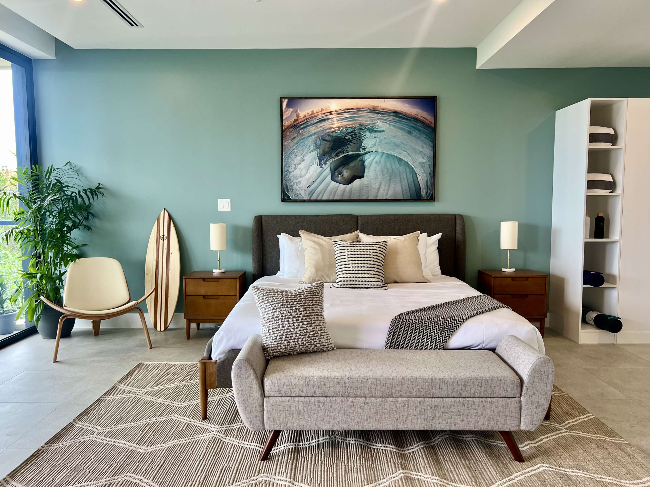 Artwork in the rooms has all been sourced from local artists