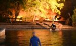 Barefoot tourists leapt off tour boat to extinguish brush fire Fire at Starfish Point, Tuesday March 5 2024. Credit: Captain Marvin's Watersports