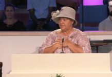 Premier on Beryl devastation: ‘We are going to lend a helping hand’ Premier Juliana O'Connor-Connolly delivered remarks during a service of thanksgiving held on Sunday. - Photos: FBC Cayman YouTube page