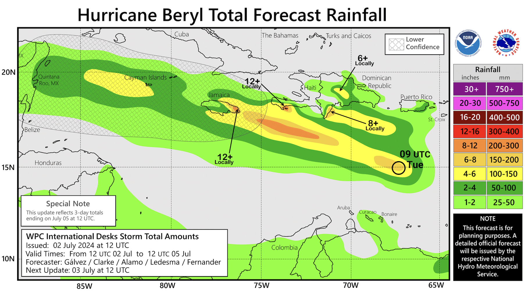 Hurricane Beryl Total Forecast Rainfall