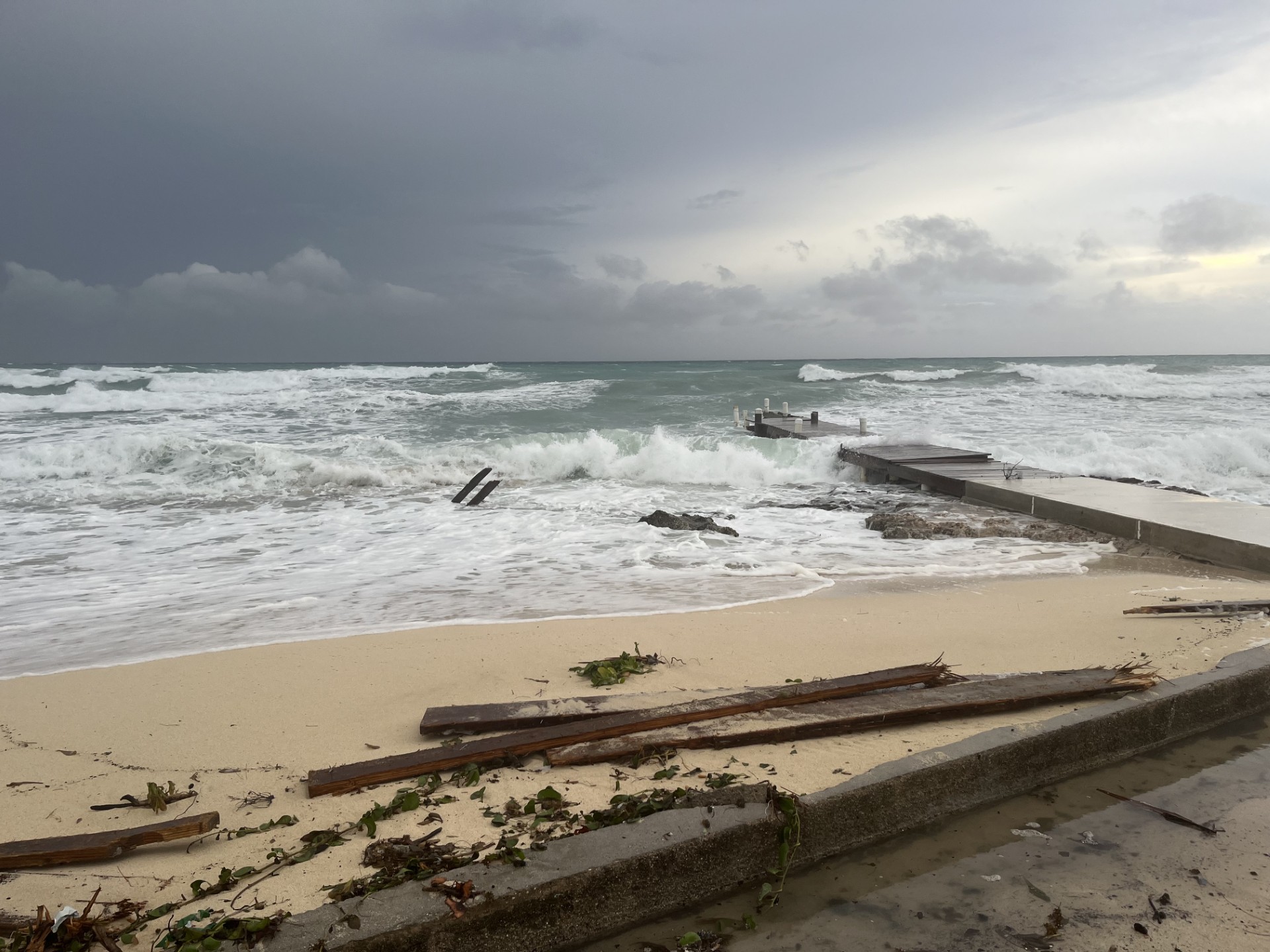 West Bay Public Beach has sustained wave damage.