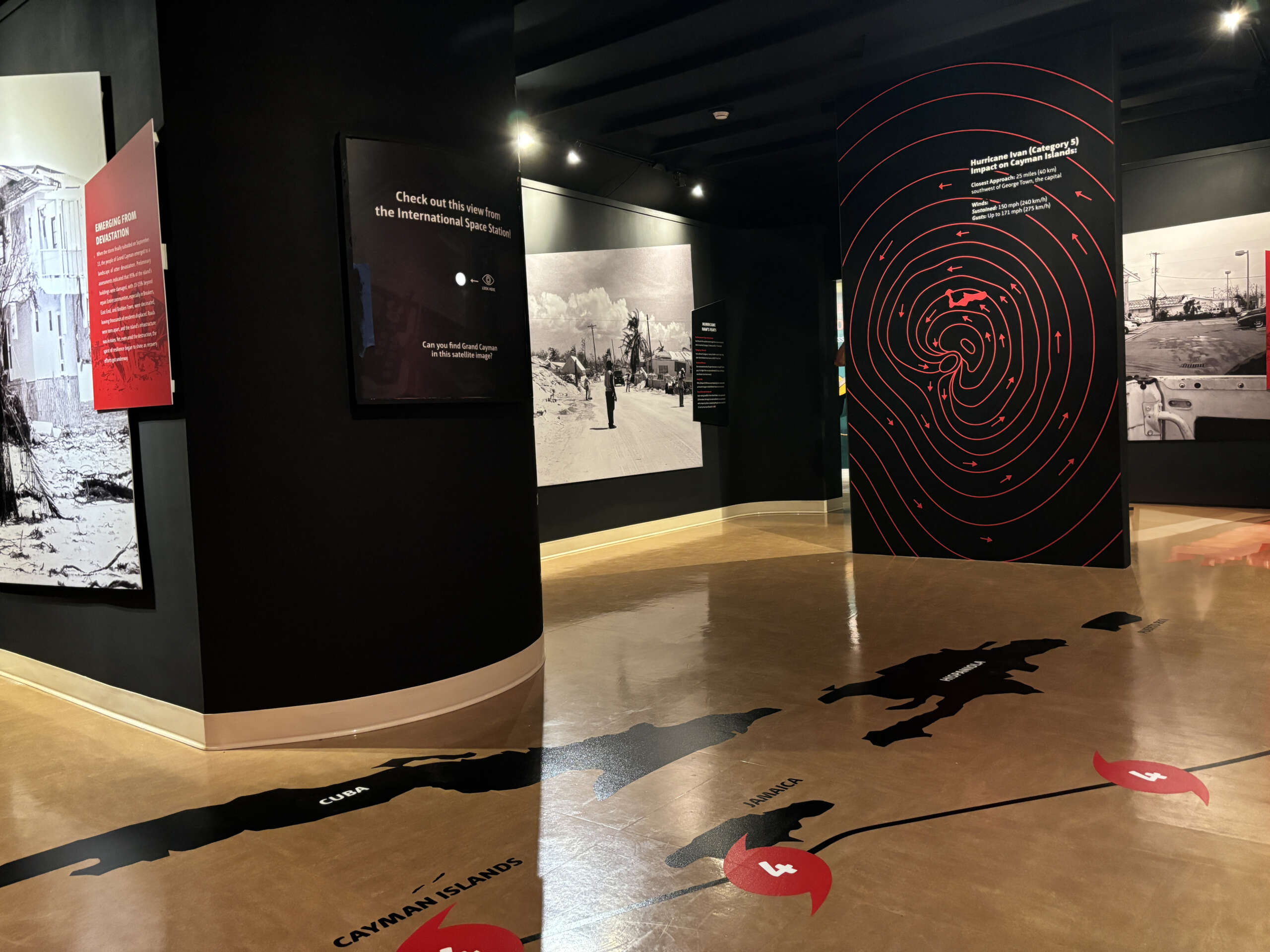 The latest exhibition features large-scale images of Hurricane Ivan when it struck on Grand Cayman. - Photo: Supplied.