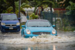 Communities assess damage in wake of wet and windy storm A car makes its way slowly through a flooded road. - Photo: Taneos Ramsay