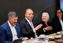 Cayman delegation travels to US, UK and EU meetings From left, Cayman Finance CEO Steve McIntosh, Deputy Premier Andre Ebanks, Cayman Islands Governor Jane Owen and Cayman Islands Monetary Authority Cindy Scotland join the delegation at a Cayman Finance roundtable meeting in London on 11 Sept. - Photo: Supplied