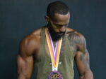 Caymanian bodybuilder stacking silverware in bittersweet season