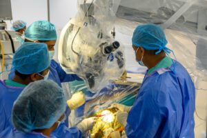 Dr Cooke recommended an awake craniotomy to minimize the risk of impairing Mrs Thompson's speech functions because the tumour was located near her speech-brain network. 