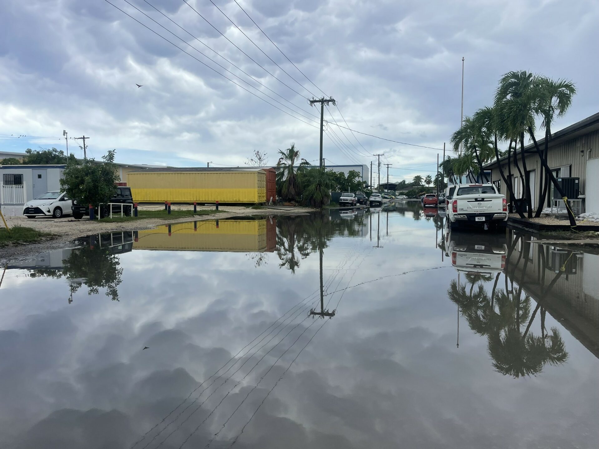 Flooding on Commercial Ave, George Town, Grand Cayman