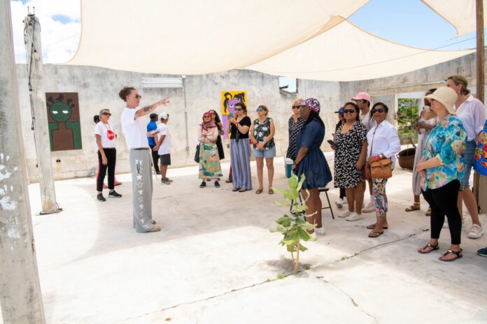 Iain MacRae speaking on his artwork for Cayman Artweek 2024