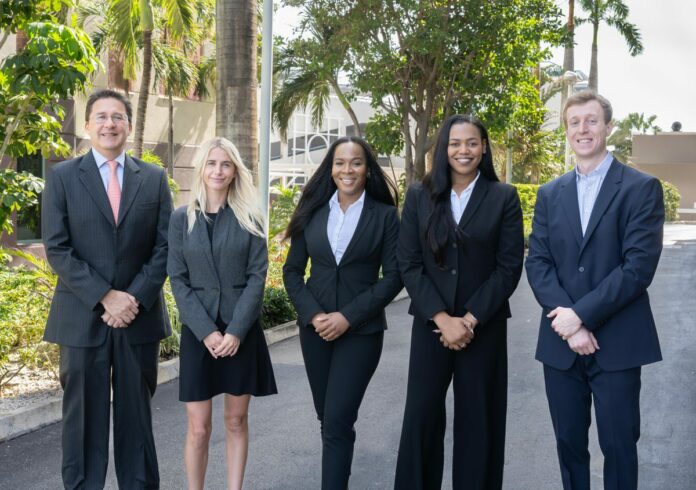 L-R- Cayman Islands Managing Partner Matthew Gardner, Associates Alice Narborough, April Ebanks, Brittany Cousins, Dane Muspratt L-R- Cayman Islands Managing Partner Matthew Gardner, Associates Alice Narborough, April Ebanks, Brittany Cousins, Dane Muspratt