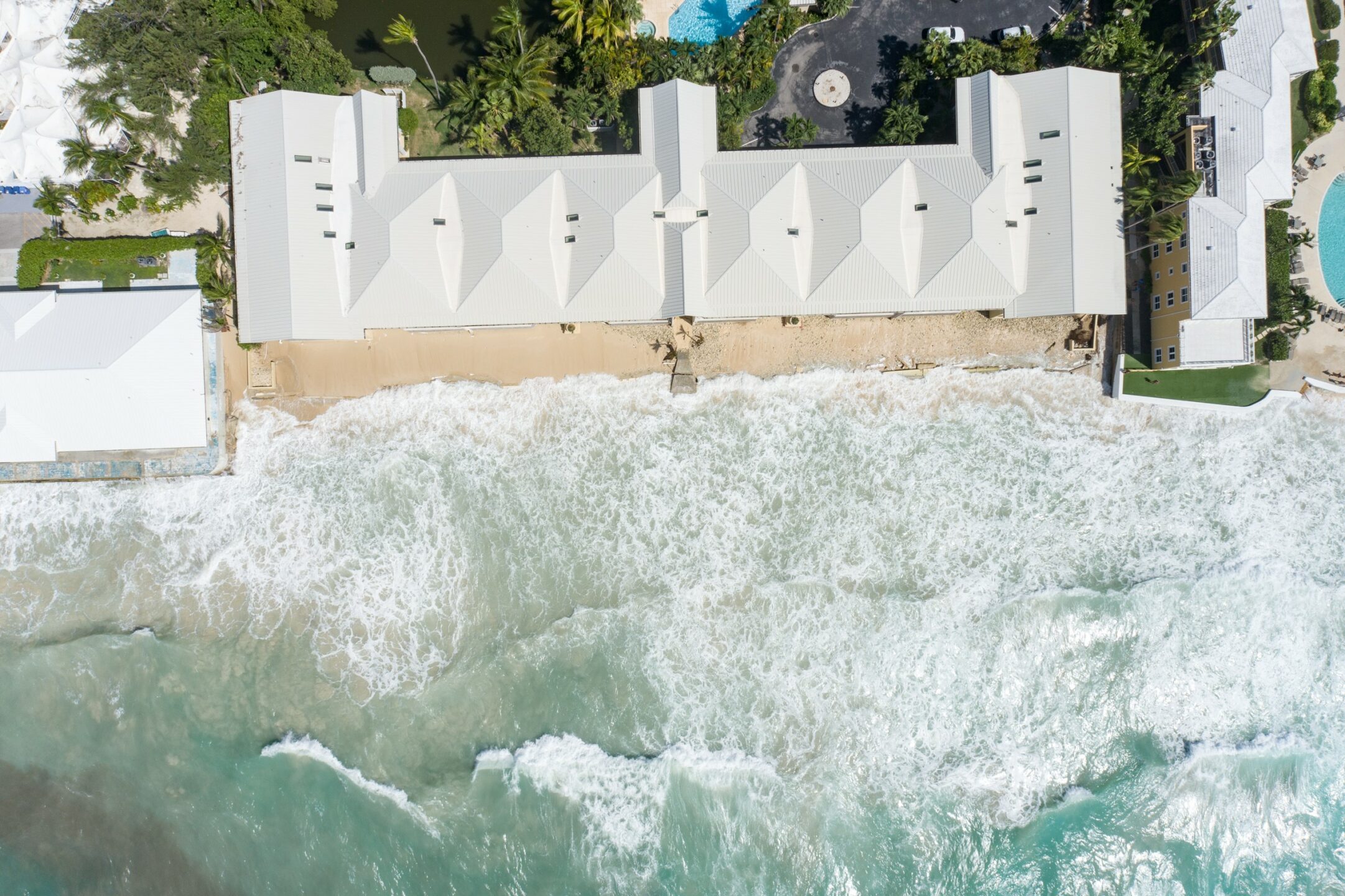 From the air it is possible to see just how close the waves get to the condos of Laguna Del Mar