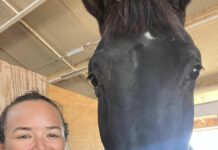 McTaggart saddled up for first international dressage in 12 years Jessica McTaggart poses with horse Jamrock at Rancho St. Vincent in Mexico. - Photo: Supplied