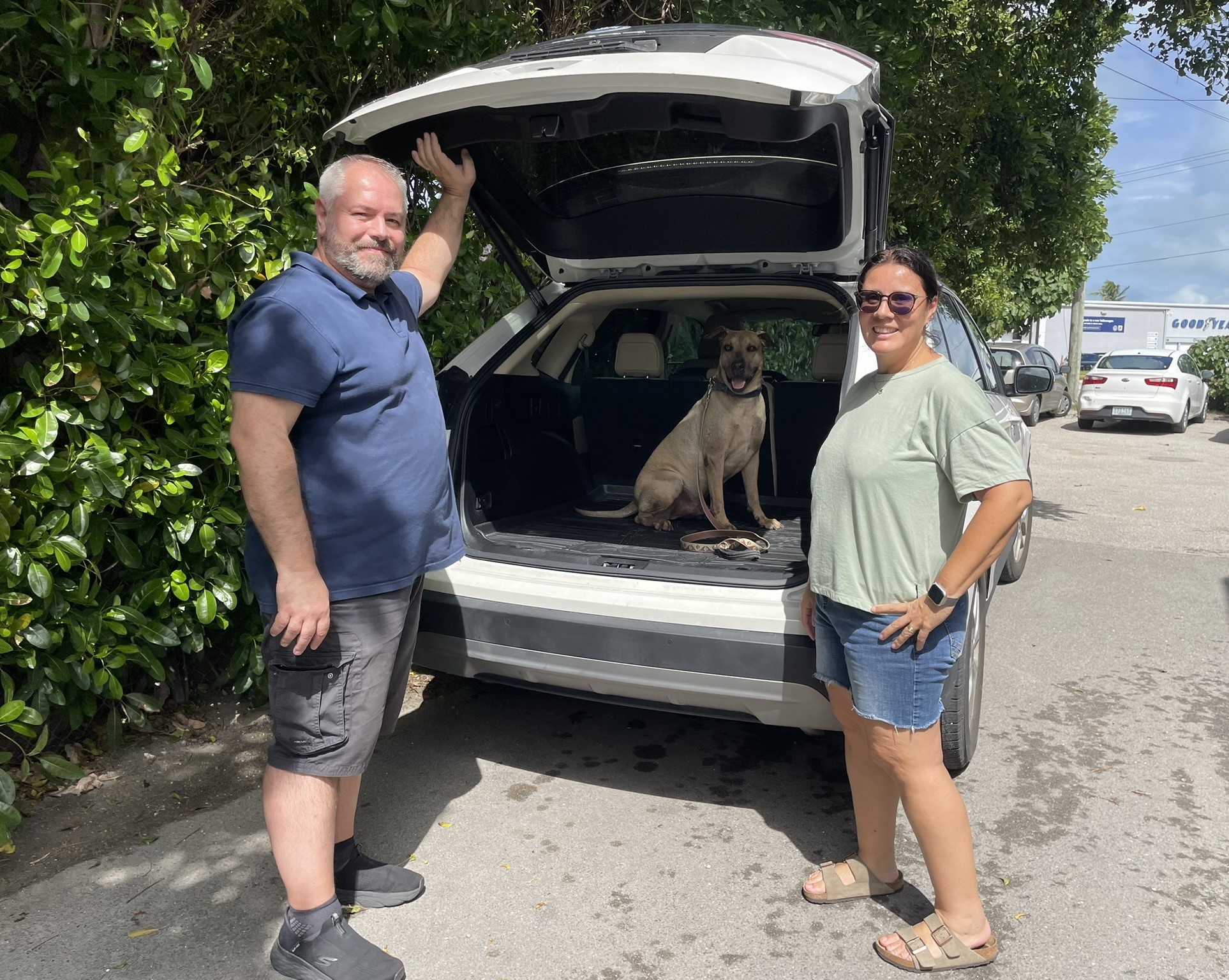 Catherine and Kevin Blanchard arrived at the Humane Society on Tuesday afternoon to collect Kite ahead of the storm. - Photo: Sarah Bridge