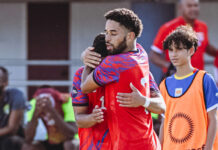 Cayman defies the odds with 1-0 loss to Guadeloupe Cayman's men's team competes in a previous match against the British Virgin Islands in September. - Photo: File