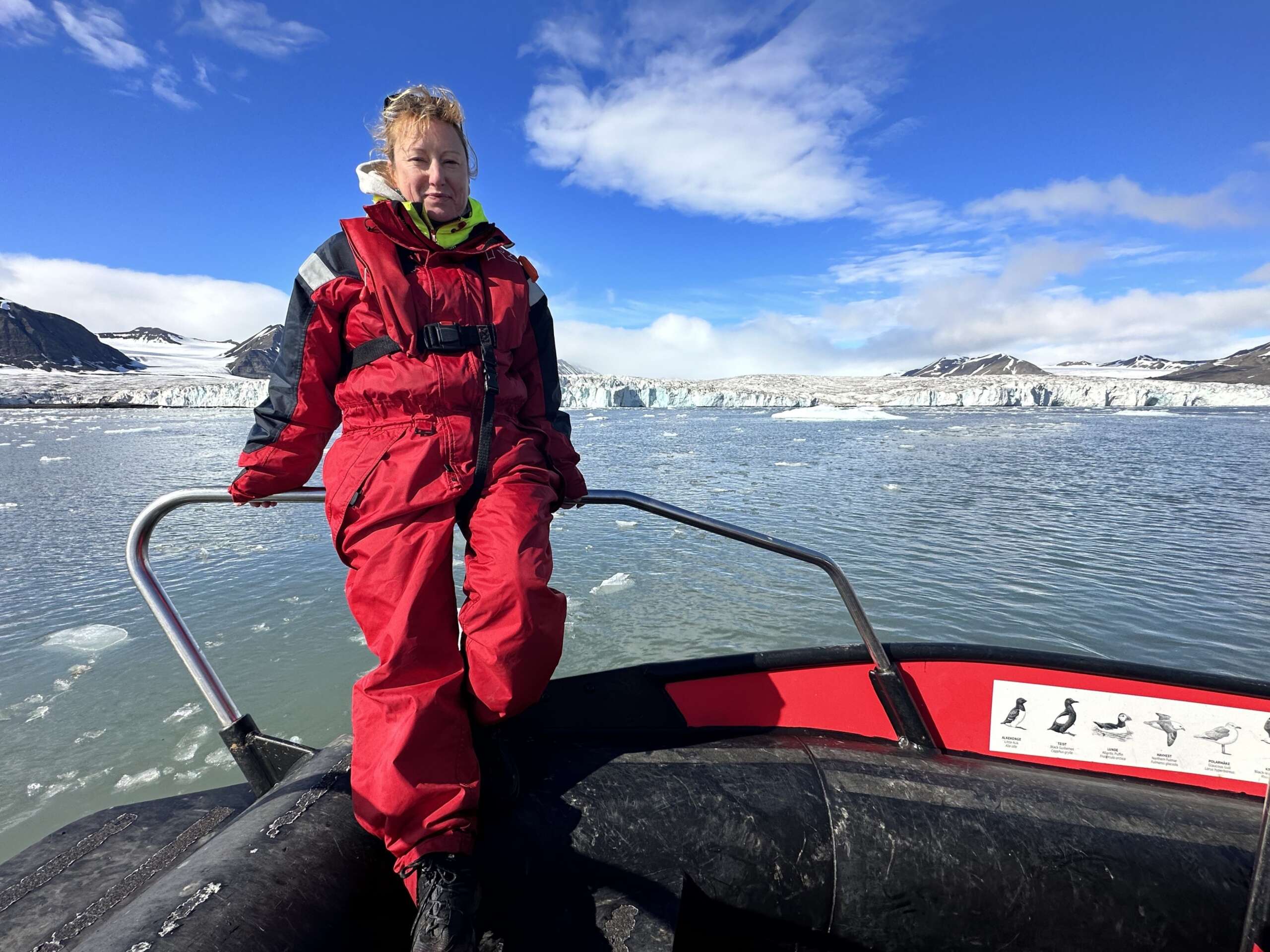 Sarah getting close to a glacier in Svalbard in the Arctic 