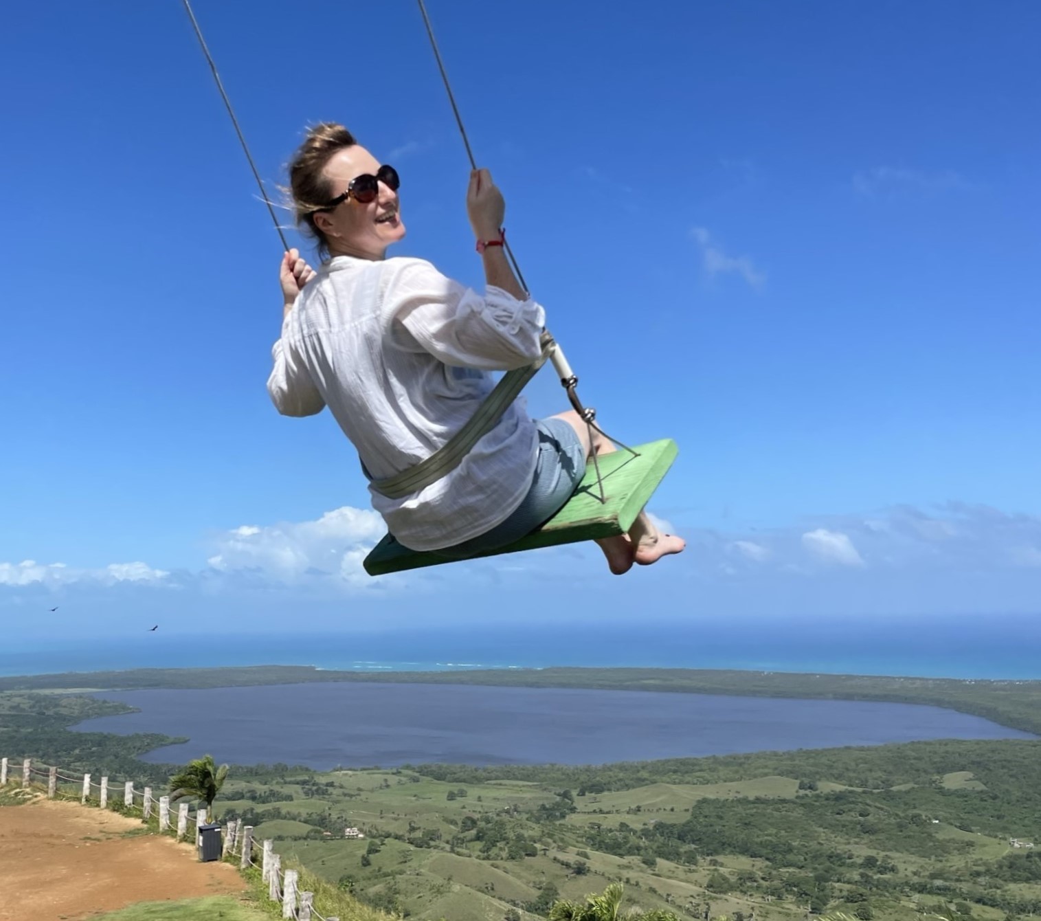 Sarah striking a classic blogger pose in the Dominican Republic