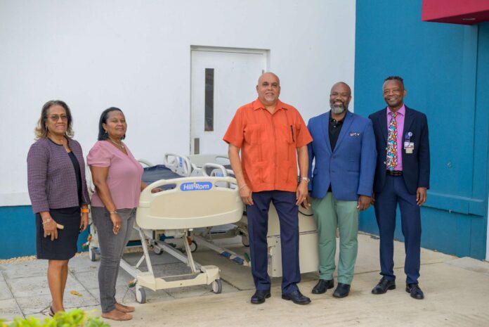 Representatives of the HSA handed over beds to the Department of Children and Family Services (DCFS). From Left: HSA’s Board Member, Rosie Whittaker-Myles, DCFS Social Work Manager Lois Kellyman; HSA’s Board Chairman Osbourne Bodden; DCFS’s Deputy Director, Rayle Roberts and HSA’s Deputy CEO Dr. Vinton Douglas.