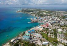 Middle East crisis sends tourism spillover toward Cayman Aerial view of coastline of Grand Cayman, Cayman Islands ,Caribbean