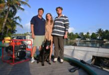 Dog celebrated for saving family from fire