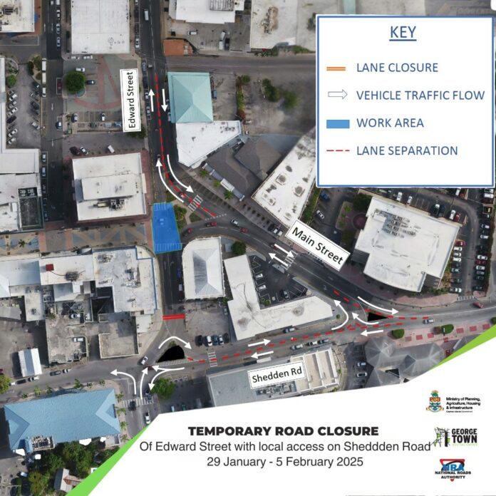 Edward Street in George Town will be closed for a wee