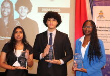 New Government High School Scholars recognised Sadie Seerattan, Thalia Clarke and Raphael Cordero-Davis have been named the Government High School Scholars for 2024-2025. - Photo: Shanda Gallego