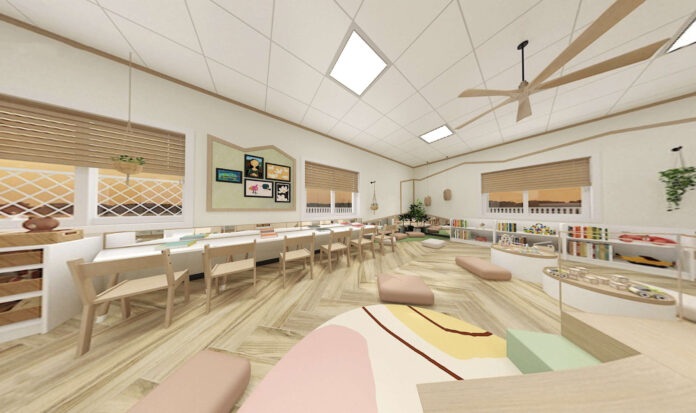 Rendering of the entrance of Kiddiewinks Garden Playschool, showcasing the welcoming design and integrated local architecture. All visual renders of Kiddiewinks buildings and amenities are representative and for illustration purposes only.