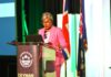 Caribbean economist questions value of Cayman cruise ships Economist Marla Dukharan addresses a sold-out Economic Forum at the Kimpton Seafire. - Photo: Supplied