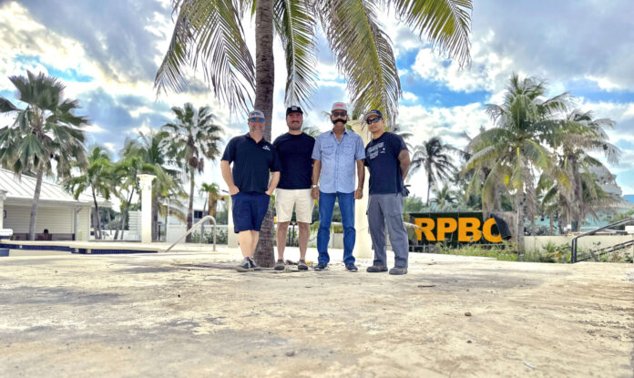 Handel Whittaker, former Calico Jack’s owner, second from right, is working with his team members Marty Francis, Devon Clark and Henry Herrera on redeveloping the Royal Palms. Missing from the photo is Royal Palms partner TJ Hucker. - Photo: Reshma Ragoonath