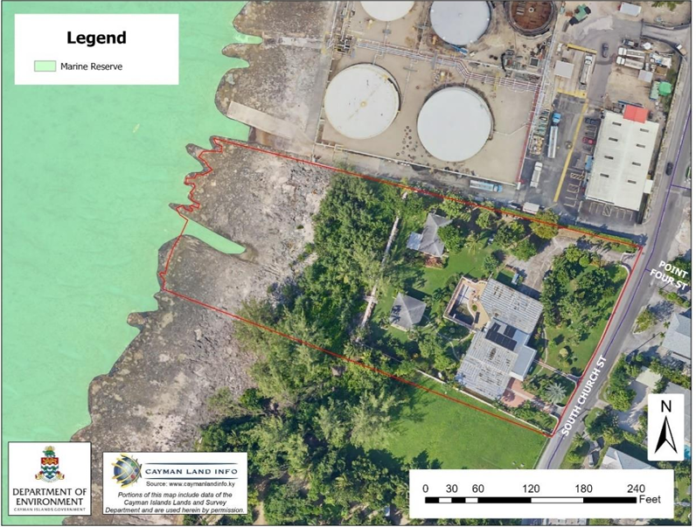 The development is earmarked for construction on South Church Street at the site shown in red in South Sound. - Photo: CPA agenda