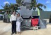 Bottles become building blocks as glass recycling returns to Grand Cayman Frank Flowers and Dara Flowers Burke at the return of glass recycling on Grand Cayman