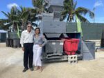 Bottles become building blocks as glass recycling returns to Grand Cayman Frank Flowers and Dara Flowers Burke at the return of glass recycling on Grand Cayman