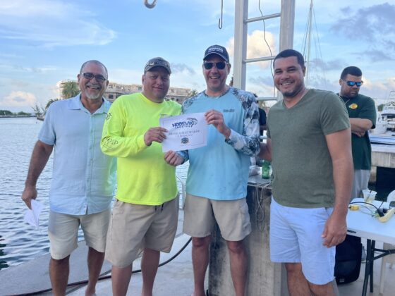 Third heaviest wahoo catch l-r Joel Francis, boat Blind Love, Joshua Ebanks