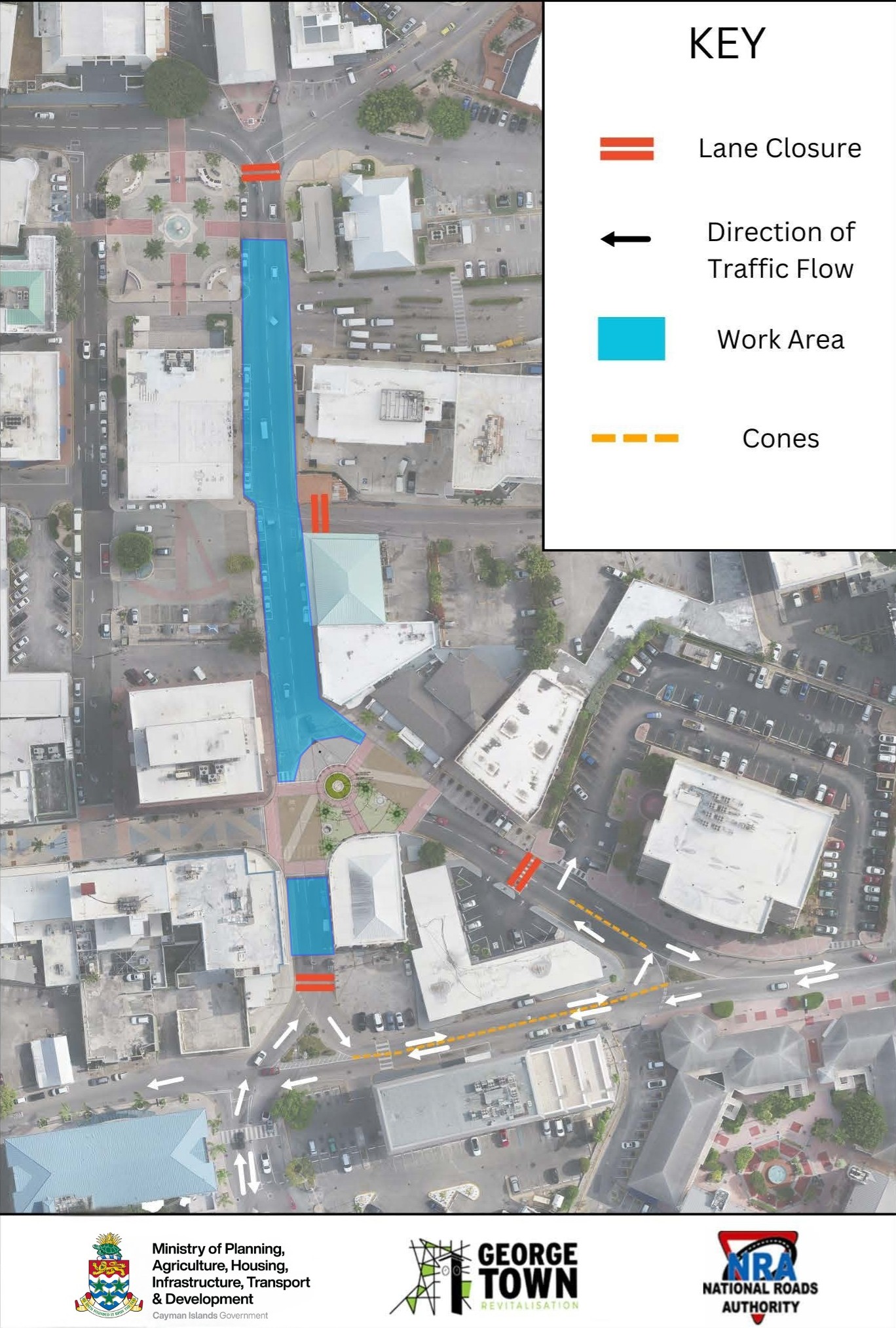 Edward Street in George Town will be closed between 7pm Saturday and 1pm Sunday. - Photo: PAHITD