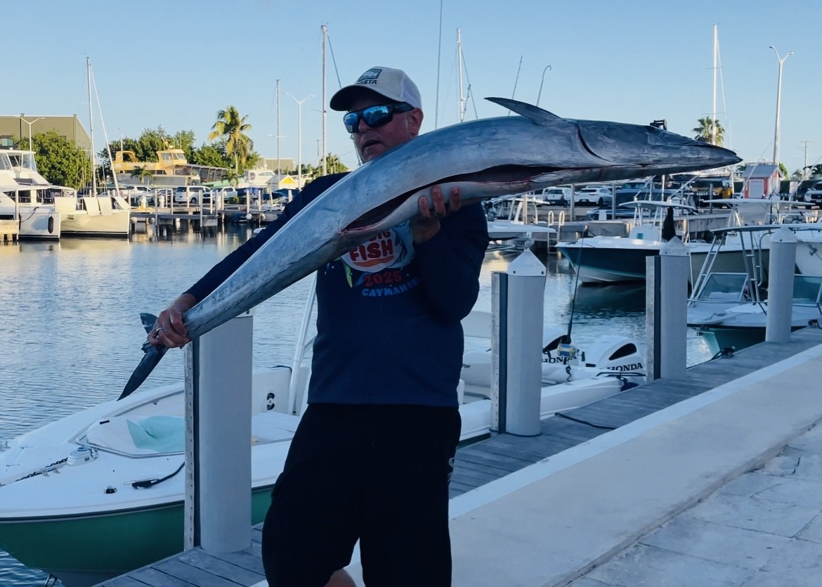 The second-biggest wahoo caught at the BK Big Fish heading for the George Town Yacht Club kitchen