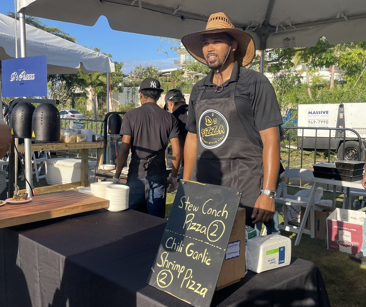 D's Pizza was serving up stew conch pizza and chili garlic shrimp pizza at the festival