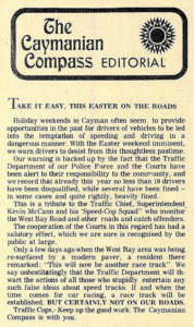 A Compass editorial from 50 years ago warned about the dangers of excessive speed on island.