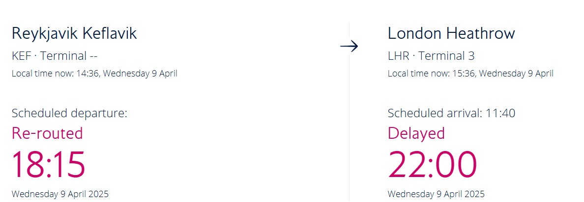 The BA0252 is now scheduled to arrived at 10pm local time, more than 10 hours after scheduled.