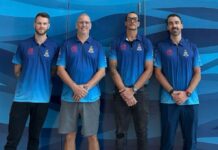 Cyclists Bodden and Solomon set for international competition From left, Cayman Cycling's Liam Munn, Daniel Cummings, and cyclists Jeremy Solomon and Chris Bodden. - Photo: Supplied