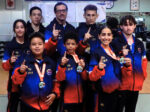 Cayman wins 5 medals at regional karate tournament Cayman's team in Panama. Back row from left, Cosette Brendel, Matthew Power, Patrick Brendel, Nick Young and Lucas Jackson; front row from left, Michael Webster Jr., Luke Brendel and Victoria Carvalho. - Photo: Supplied