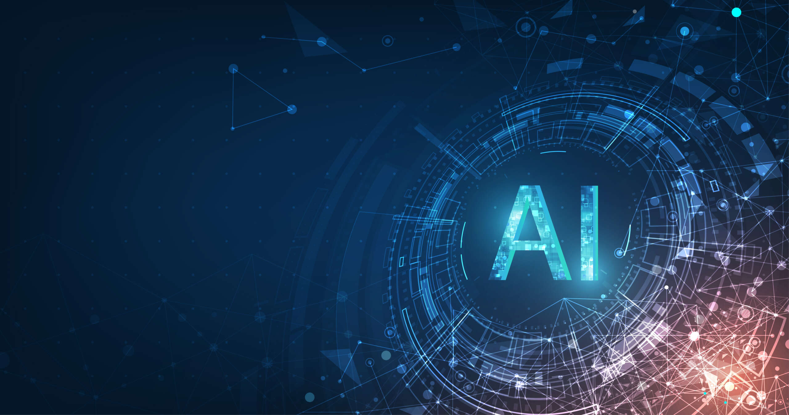 Abstract futuristic digital and technology on dark blue color ba artificial intelligence