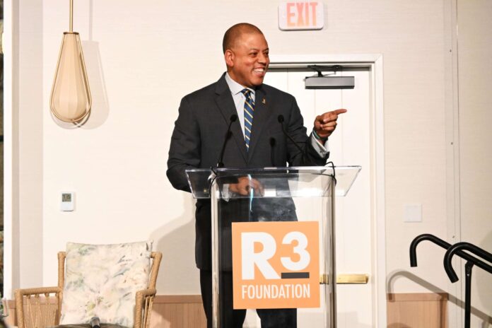 Andre Ebanks Premier André Ebanks speaks at an R3 Foundation conference at Hotel Indigo in George Town. - Photo: