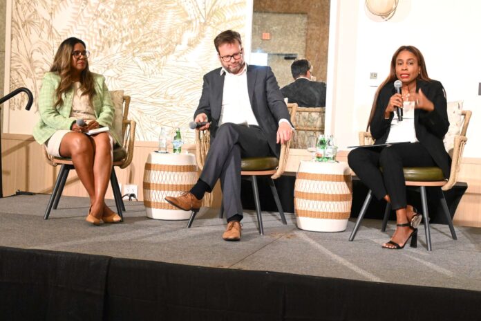 From left, Sandra Edun-Watler, Ben Evans and Nadine Hayle at the R3 Foundation conference on NPOs. - Photo. - Raymond Hainey