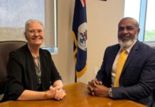 First Caymanian auditor general appointed Governor Jane Owen and newly appointed Auditor General Patrick Smith. - Photo: Supplied