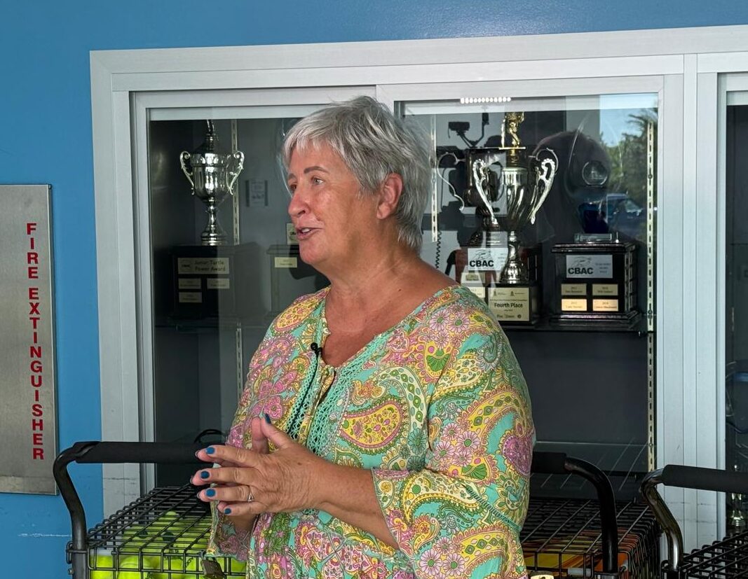 Shirley Hooper, vice-president of World Netball, speaks to netballers in Cayman. 