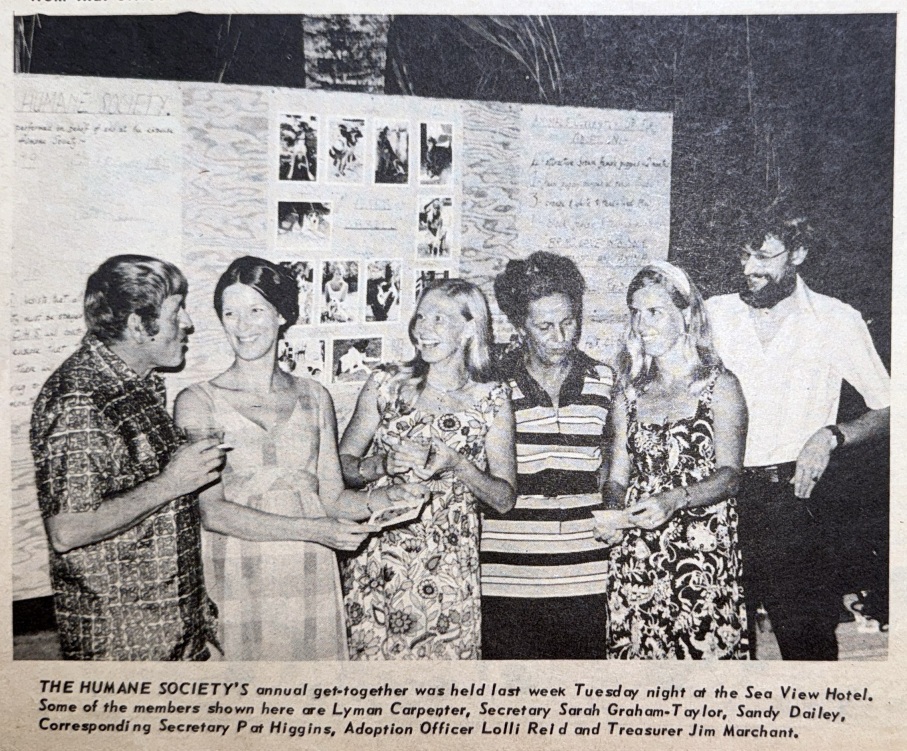 Coverage of the Humane Society's annual get-together in the Cayman Compass in 1972. 
