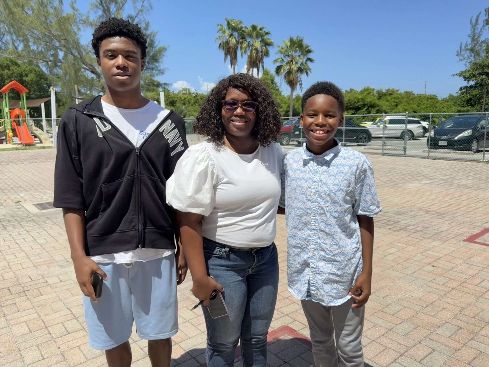 Proud mom Deon Dowers-LeBlanc with her sons Josiah and Caleb - homeschooling