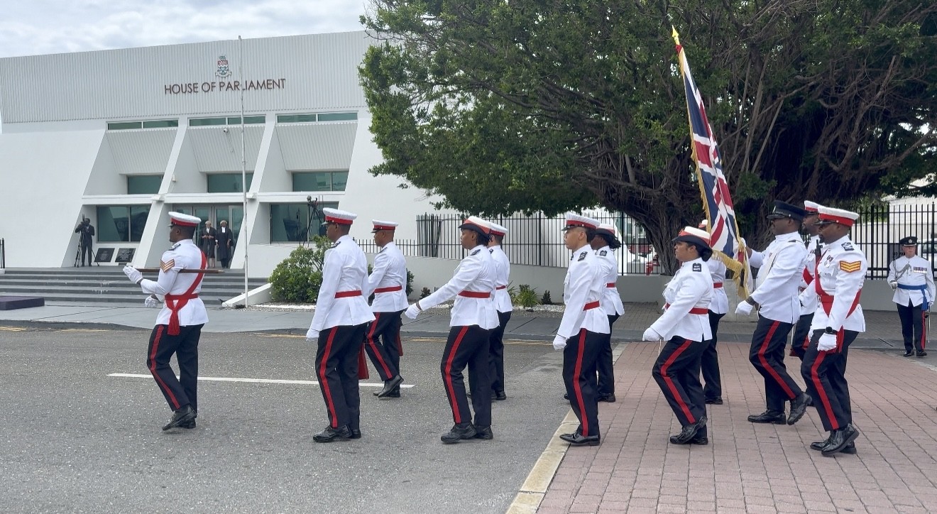 There was a parade of the Guard of Honour outside the Parliament building ahead of the State Opening There was a parade of the Guard of Honour outside the Parliament building ahead of the State Opening