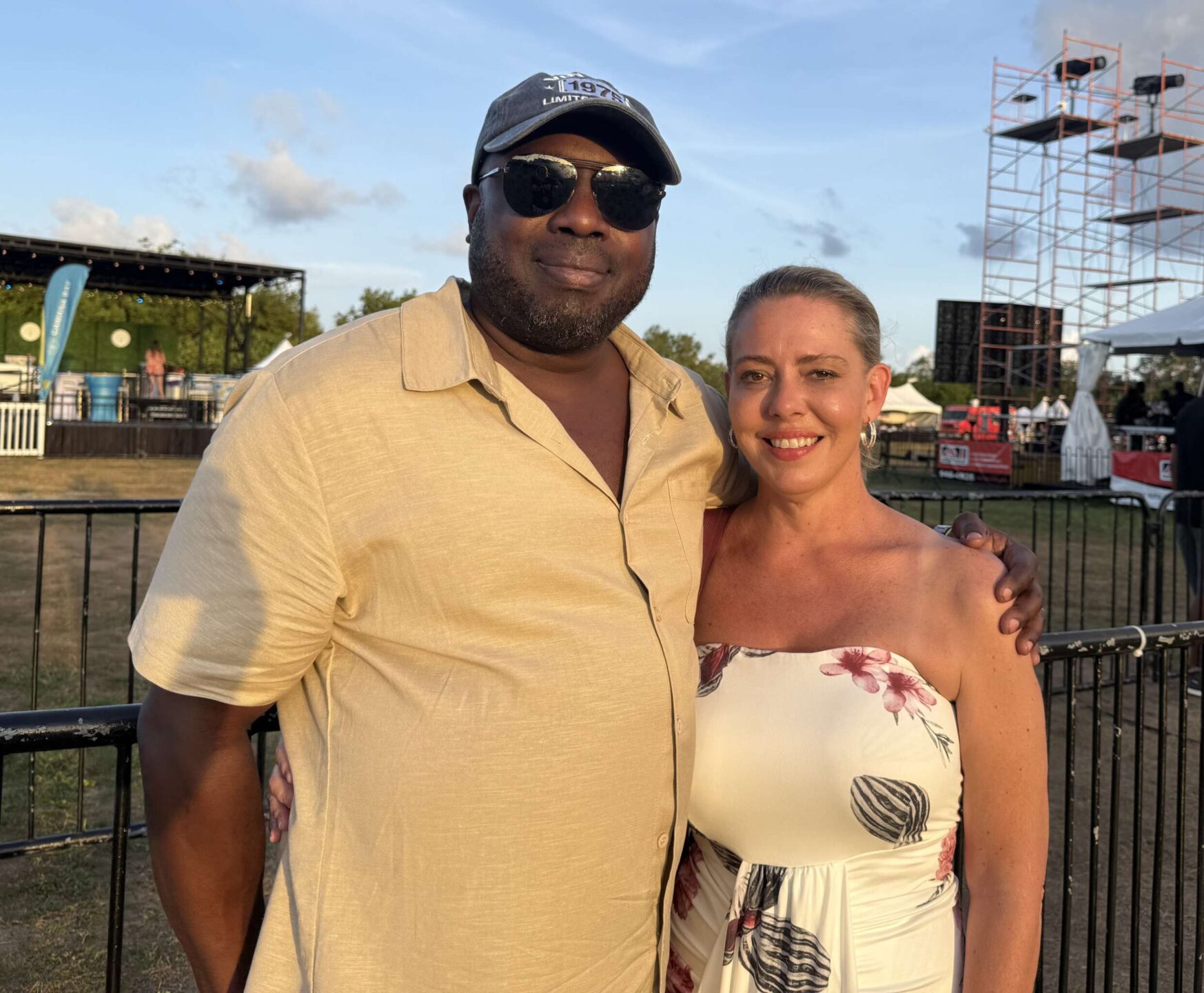 Festival tickets - and the trip to Grand Cayman - was a 50th birthday surprise present for Robert Jenkins from his wife Stephanie