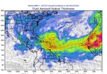 Saharan dust plume moves towards the Cayman Islands Saharan dust plume emerges off Africa on 25 June. - Image: NASA Global Modeling and Assimilation Office