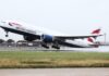 BA flight to Heathrow arrives day late after overnight in Bahamas British Airways flight takeoff.